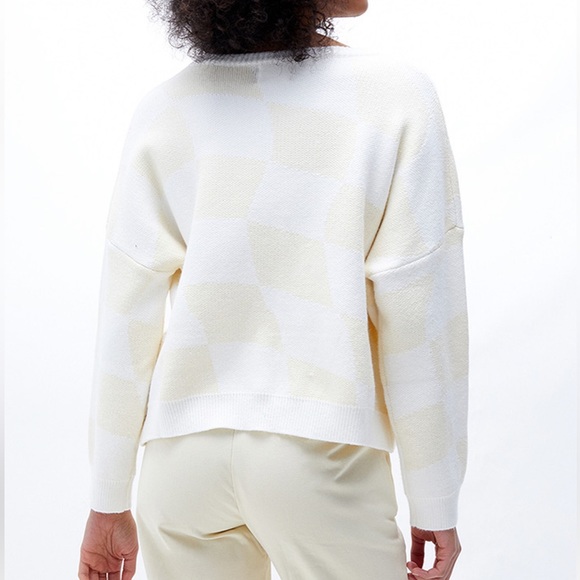Vacancy Grand Prix Cream Checker Print Knit Sweater - Picture 2 of 11